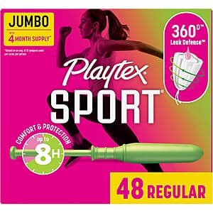 Playtex Tampons: 48-Count Sport (Regular) or 48-Count Sport (Multipack) $6 w/ Subscribe & Save & More