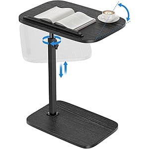 HUANUO Height Adjustment TV Tray w/ 360° Swivel & 90° Tilt (Black or Grey) $18