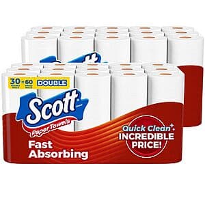 30-Pack 108-Sheet Scott Choose-A-Sheet Paper Towels Double Rolls $27.20 w/ Subscribe & Save