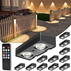 12-Pk VOLISUN 50-Lumen Solar Fence Lights w/ Remote & RGB Modes $23 + Free S&H