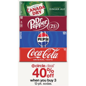 Target Stores: 12-Pack 12-Ounce Sodas (Various Brands / Flavors) Buy 3, Get 40% Off + Free Store Pickup