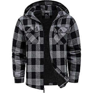 SCODI Men's Flannel Fleece Sherpa Lined Zip Up Hooded Jacket (various) $20 + Free S&H