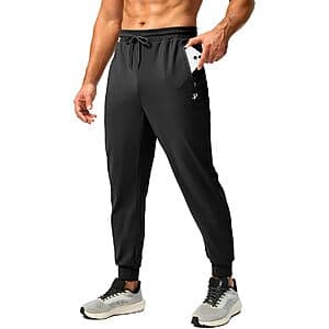 Pudolla Men's Fleece Lined Joggers Sweatpants w/ Zipper Pockets (various) $13