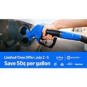 Prime Members w/ Earnify: Gas/Fuel Savings Offer: BP, am/pm or Amoco Locations $0.50 Off/Gallon (Through July 5, 2026)