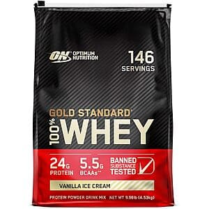 10-lbs Optimum Nutrition Gold Standard 100% Whey Protein Powder (Vanilla Ice Cream) $93.60 w/ Subscribe & Save + Free S/H