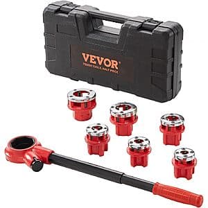 6-Piece Vevor Ratcheting Pipe Tap/Die Threader Kit w/ Storage Case $31