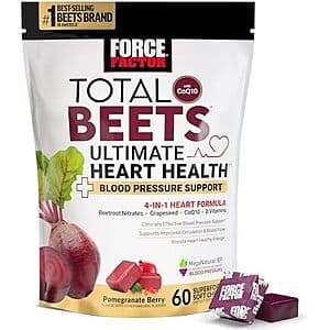 60-Ct Force Factor Total Beets Ultimate Heart Health Soft Chews (2 Flavors) $10 w/ S&S + Free S&H