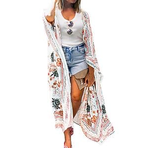 MayBuy Women's Floral Kimono Beachwear Cover-Up Cardigan (Various Colors) $8.15