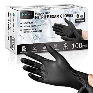 100-Count 6-Mil PROMEDIX P Heavy Duty Nitrile Gloves (Black) $7.90