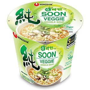 6-Pack 2.64-Oz Nongshim Soon Vegan Instant Ramen Noodle Soup Cups (Veggie) $3.75 w/ Subscribe & Save