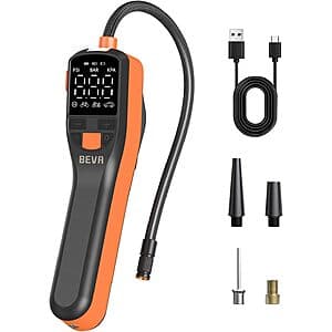 BEVA 150PSI Portable Air Compressor w/ Digital Pressure Gauge & LED Light $15