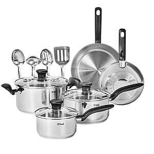 12-pc T-Fal Simply Cook Stainless-Steel Cookware Set (2 Colors) $50 & More