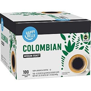 100-Count Amazon Brand Happy Belly Single K-Cup Coffee Pods (various flavors) $21.45 w/ Subscribe & Save