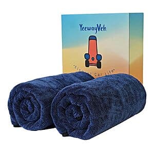 Prime Members: 2-Pk 48"x32" YeewayVeh Twisted Loop Microfiber Car Drying Towels $12 + Free S&H