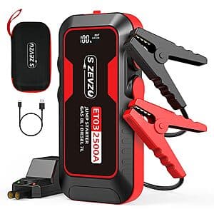 S ZEVZO ET03 2500A Car Jump Starter & 20,000mAH Power Bank $29.60 + Free Shipping