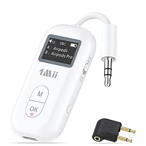 1Mii SafeFly Pro 3.5mm to Bluetooth 5.3 Transmitter Receiver $13