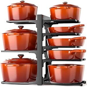 15.9" 8-Tier Mudeela Under-Cabinet Pots & Pans Organizer Rack (Black) $19