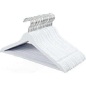 30-Pack Slim Wooden Hangers w/ Swivel Hook & Notches (White) $13.75 & More