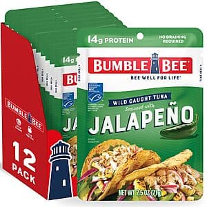 12-Pack 2.5-Oz Bumble Bee Wild Caught Tuna Pouches (Jalapeno) $7.35 w/ Subscribe & Save