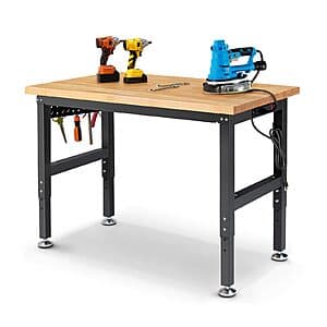 48" x 20" ENJOYWOOD Rubberwood Top Adjustable Workbench (31.5" to 39.5") $116 + Free Shipping
