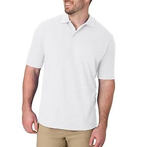 Hanes Men's X-Temp Pique Short Sleeve Polo Shirt (White) $5.05