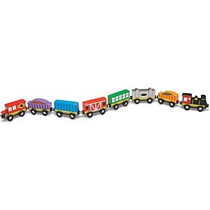 8-Piece Melissa & Doug Magnetic Wooden Train Cars Set $11.35