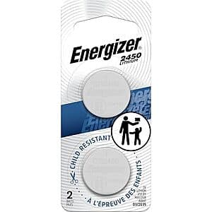 2-Pk Energizer 2450 Lithium Coin Battery $3.30 w/ S&S