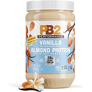1-Lb PB2 Performance Almond Plant Based Protein Powder w/ Madagascar Vanilla $15 w/ Subscribe & Save