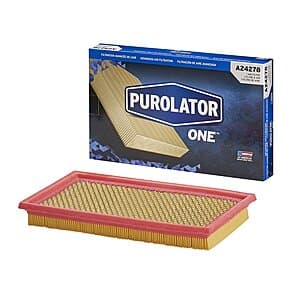 Purolator A24278 PurolatorONE Advanced engine air filter with white media and yellow gasket for proper engine air sealing.