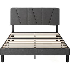 Zinus Queen Size Maya Upholstered Bed Frame w/ Asymmetric Headboard (Dark Grey) $99.15 + Free S&H