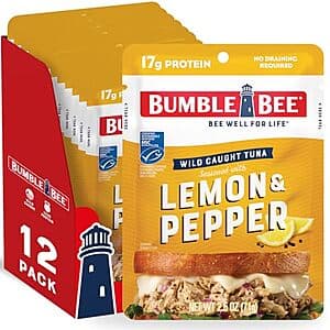 12-Pack 2.5-Oz Bumble Bee Wild Caught Tuna Pouch (Lemon & Pepper) $7.35 w/ Subscribe & Save
