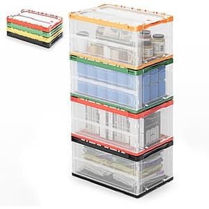 Giantex 4-pk 12-gallon Stackable Collapsible Storage Boxes w/ Side Handles $30 & More + Free Shipping