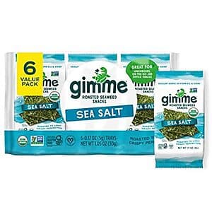 6-Pk Gimme Organic Roasted Seaweed Snacks (Sea Salt) $3.95 w/ S&S