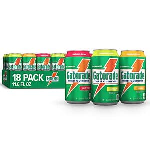 18-Pk 12-Oz Gatorade Thirst Quencher Sports Drink Cans (3-Flavor Variety) $13.60 w/ S&S