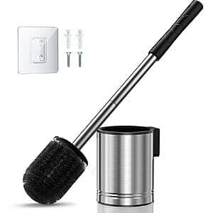 Prime Members: HAMITOR Compact Toilet Bowl Brush Set (silver) $6 + Free S&H