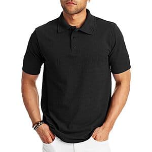 Hanes Men’s X-Temp Short Sleeve Midweight Polo Shirt (Black or White) $7.30