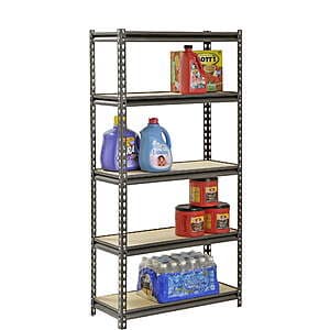 5-Shelf Muscle Rack Steel Freestanding Shelves (30"W x 12"D x 60"H, Silver) $44 + Free Shipping