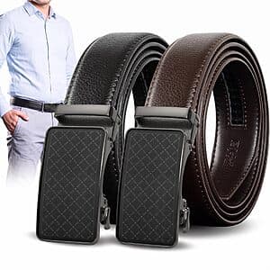 2-Pk Truyis Men's Ratchet Leather Belts (Various) $14 + Free S&H