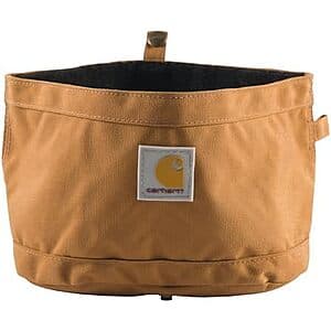Carhartt brown nylon duck travel dog bowl with 10-cup capacity, designed for portability and durability.