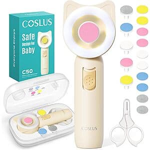 COSLUS 16-in-1 Electric Baby Nail Trimmer w/ 360° Light (3 Colors) $4