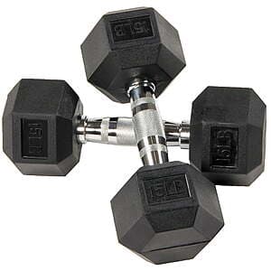 15-lb Pair BalanceFrom Rubber Encased Hex Dumbbells $22.95
