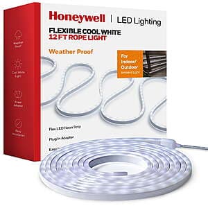 12' Honeywell Flexible Outdoor/Indoor Rope LED Strip w/ Power Adapter (White) $5.30