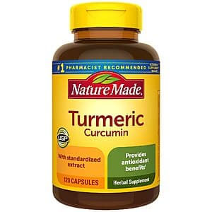 120-Count Nature Made Turmeric Curcumin 500mg Capsules Herbal Supplement $8.20 w/ Subscribe & Save