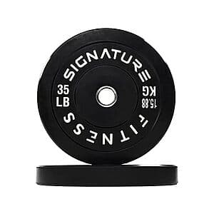 35-lbs Pair Signature Fitness 2" Olympic Bumper Plate Weight Plates w/ Steel Hub $40.25 + Free S&H w/ Prime