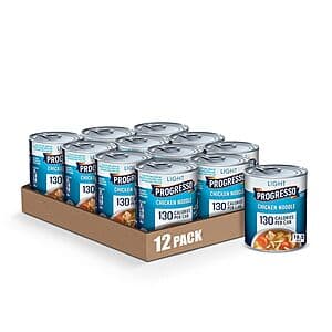 12-Pack 18.5-Oz Progresso Light Canned Soup (Chicken Noodle) 4 for $27.45 + Free Shipping