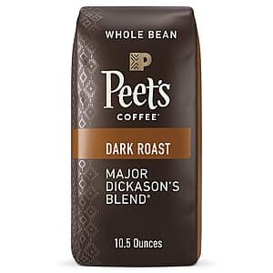 10.5-Oz Peet's Coffee Dark Roast Whole Bean Coffee (Major Dickason's Blend) $5 w/ Subscribe & Save