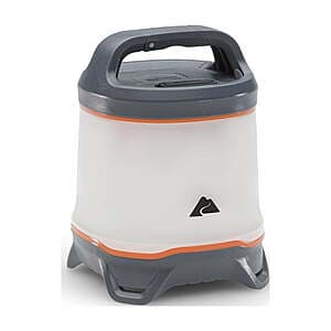 Ozark Trail 500-lumen LED mini camping lantern with integrated carabiner handle, compact size suitable for tents and outdoor use.