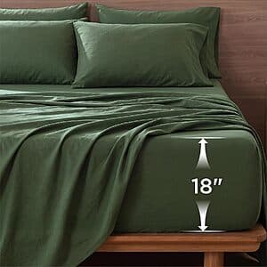 Prime Members: 6-Pc Bedsure Deep Pocket Sheet Set (King, Olive Green) $20.35 + Free S&H