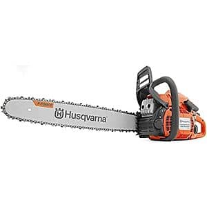 Husqvarna 450 Rancher gas chainsaw with 20-inch bar and red/grey body.