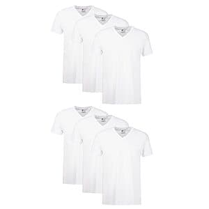 6-Pk Hanes Men's V-Neck Cotton Tee Undershirts (White) $15